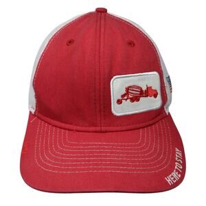 Here To Stay Ozinga Snapback Trucker Cap Red One Size Adjustable Mesh Back MAX